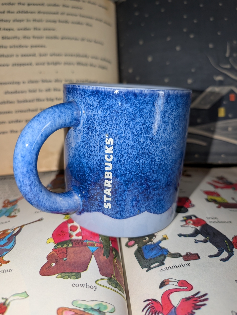 Starbucks Blue Ceramic Coffee Mug - Speckled Blue 14 Fl Oz
